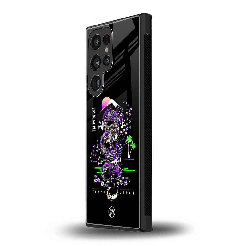 tokyo japan purple dragon black back phone cover | glass case for samsung galaxy s23 ultra