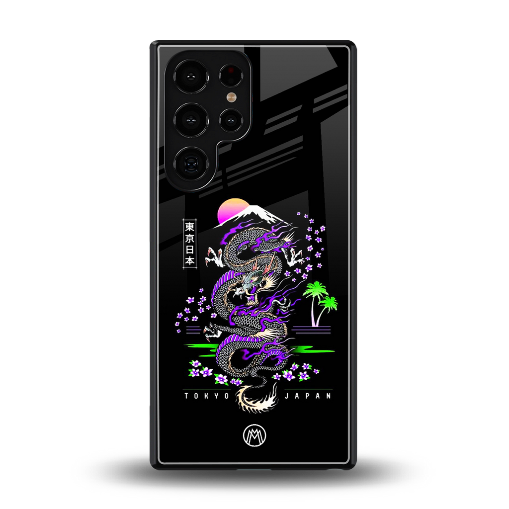 tokyo japan purple dragon black back phone cover | glass case for samsung galaxy s25 ultra