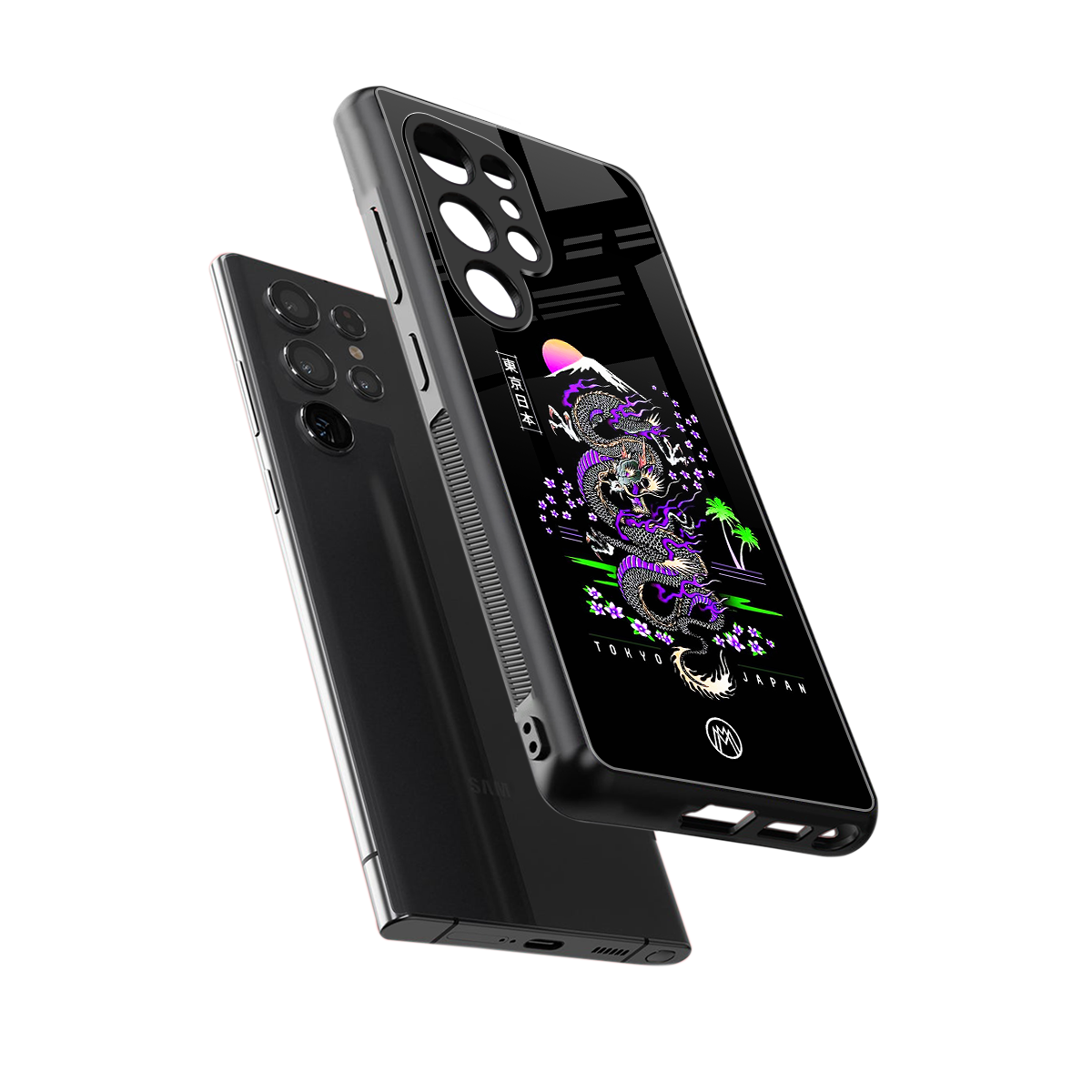 tokyo japan purple dragon black back phone cover | glass case for samsung galaxy s25 ultra