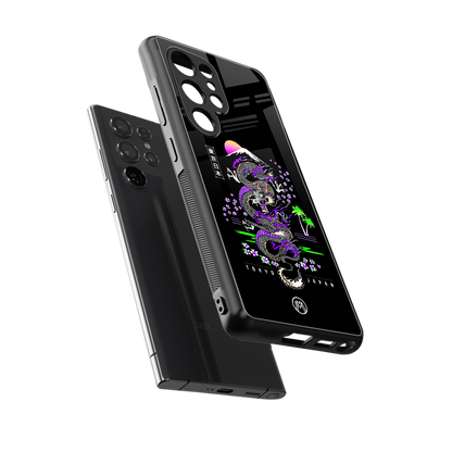 tokyo japan purple dragon black back phone cover | glass case for samsung galaxy s25 ultra