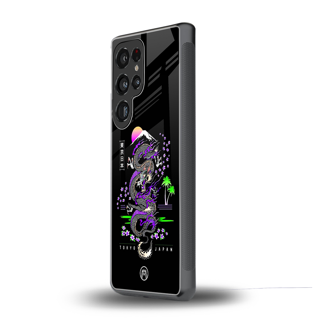 tokyo japan purple dragon black back phone cover | glass case for samsung galaxy s25 ultra