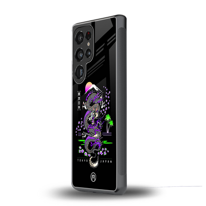 tokyo japan purple dragon black back phone cover | glass case for samsung galaxy s25 ultra