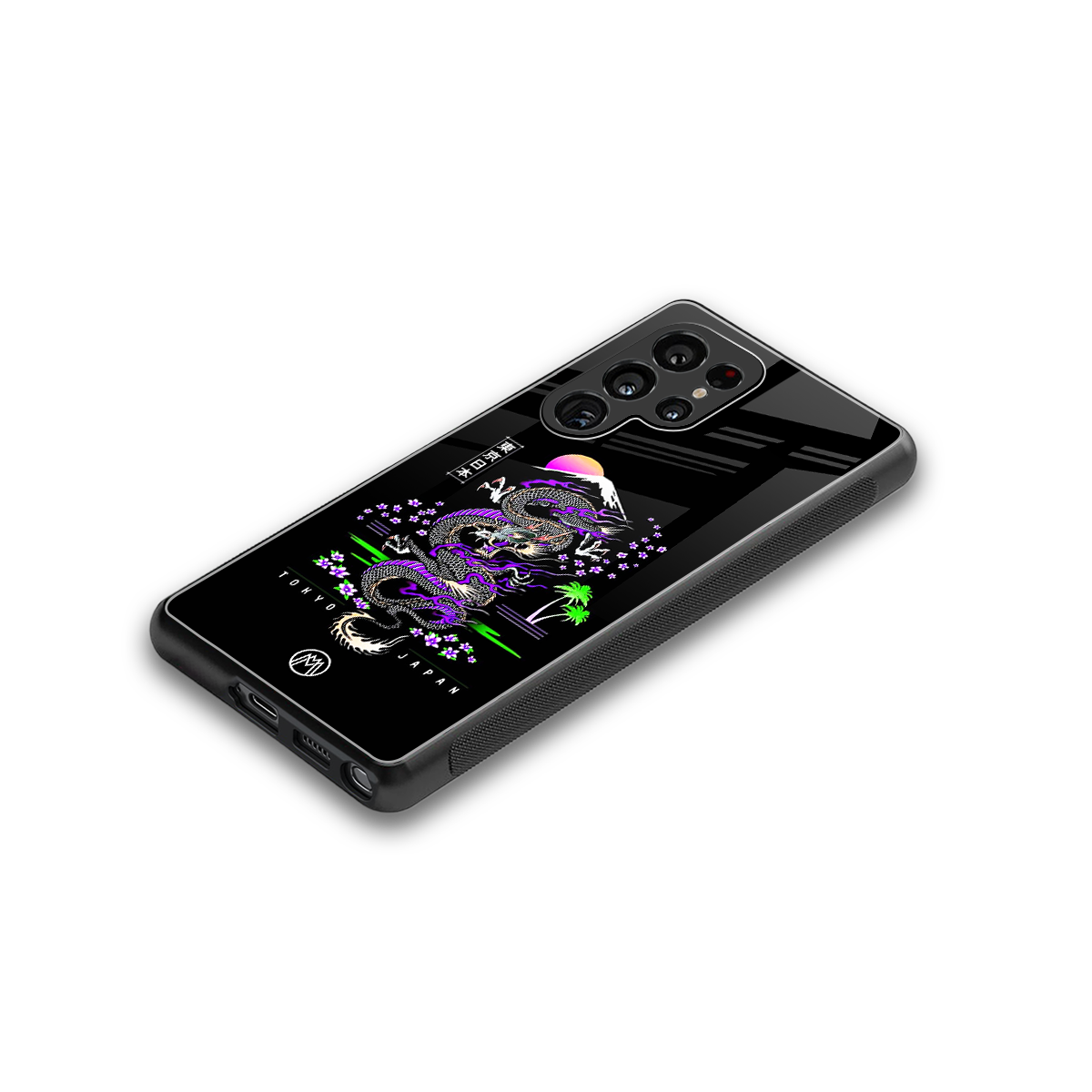 tokyo japan purple dragon black back phone cover | glass case for samsung galaxy s25 ultra