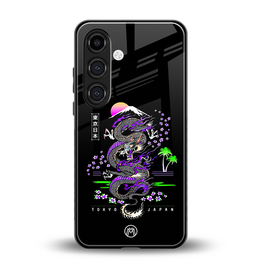 tokyo japan purple dragon black back phone cover | glass case for samsung galaxy s23