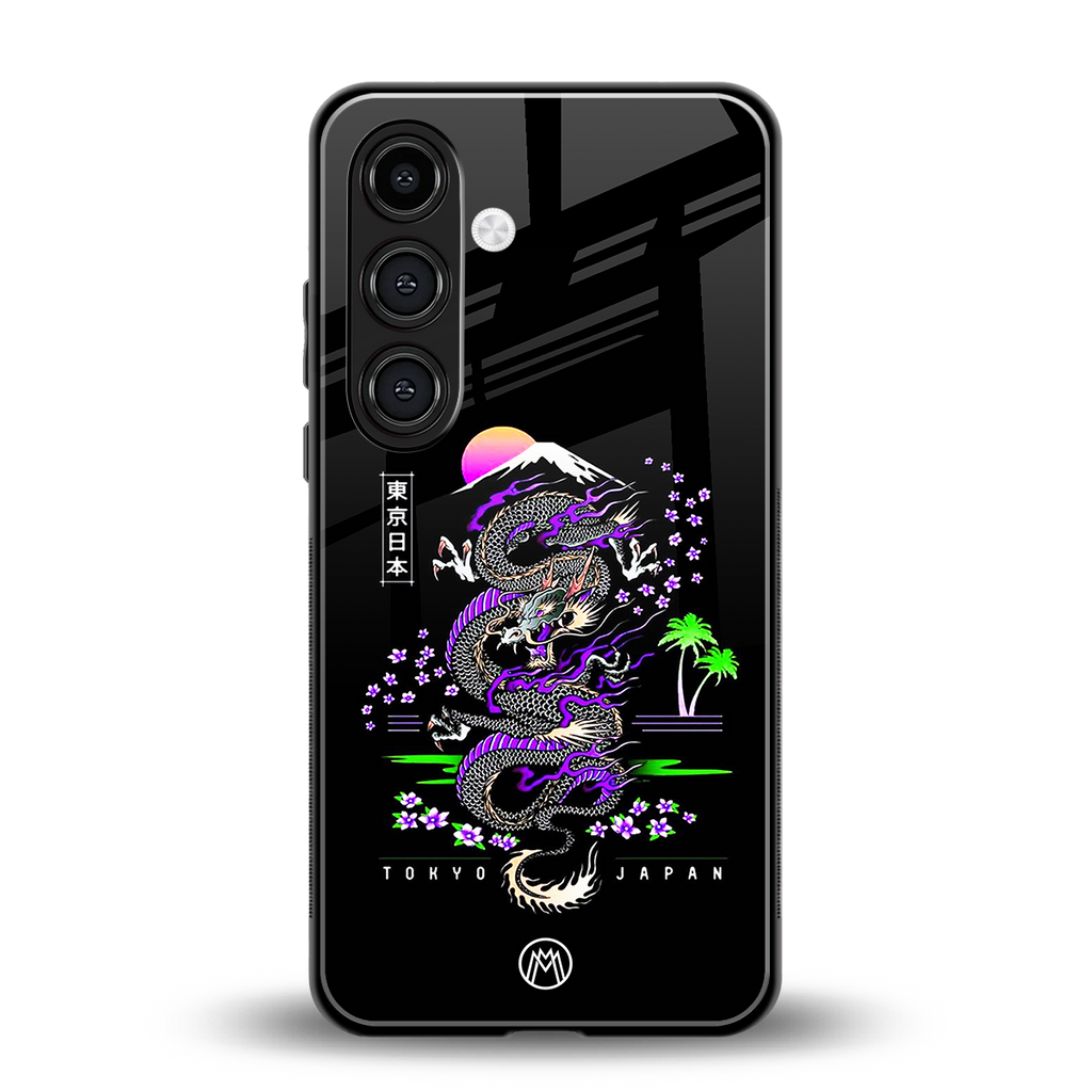 tokyo japan purple dragon black back phone cover | glass case for samsung galaxy s24 fe
