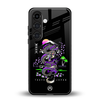tokyo japan purple dragon black back phone cover | glass case for samsung galaxy s24 plus