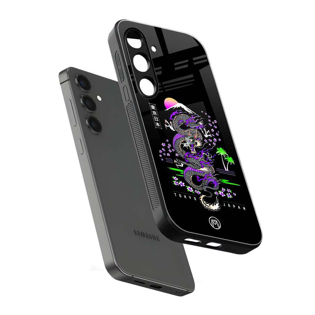 tokyo japan purple dragon black back phone cover | glass case for samsung galaxy s24 fe