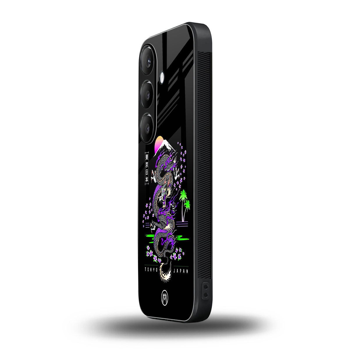 tokyo japan purple dragon black back phone cover | glass case for samsung galaxy s23