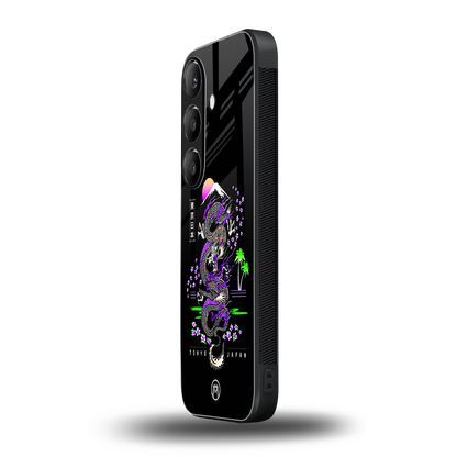 tokyo japan purple dragon black back phone cover | glass case for samsung galaxy s23