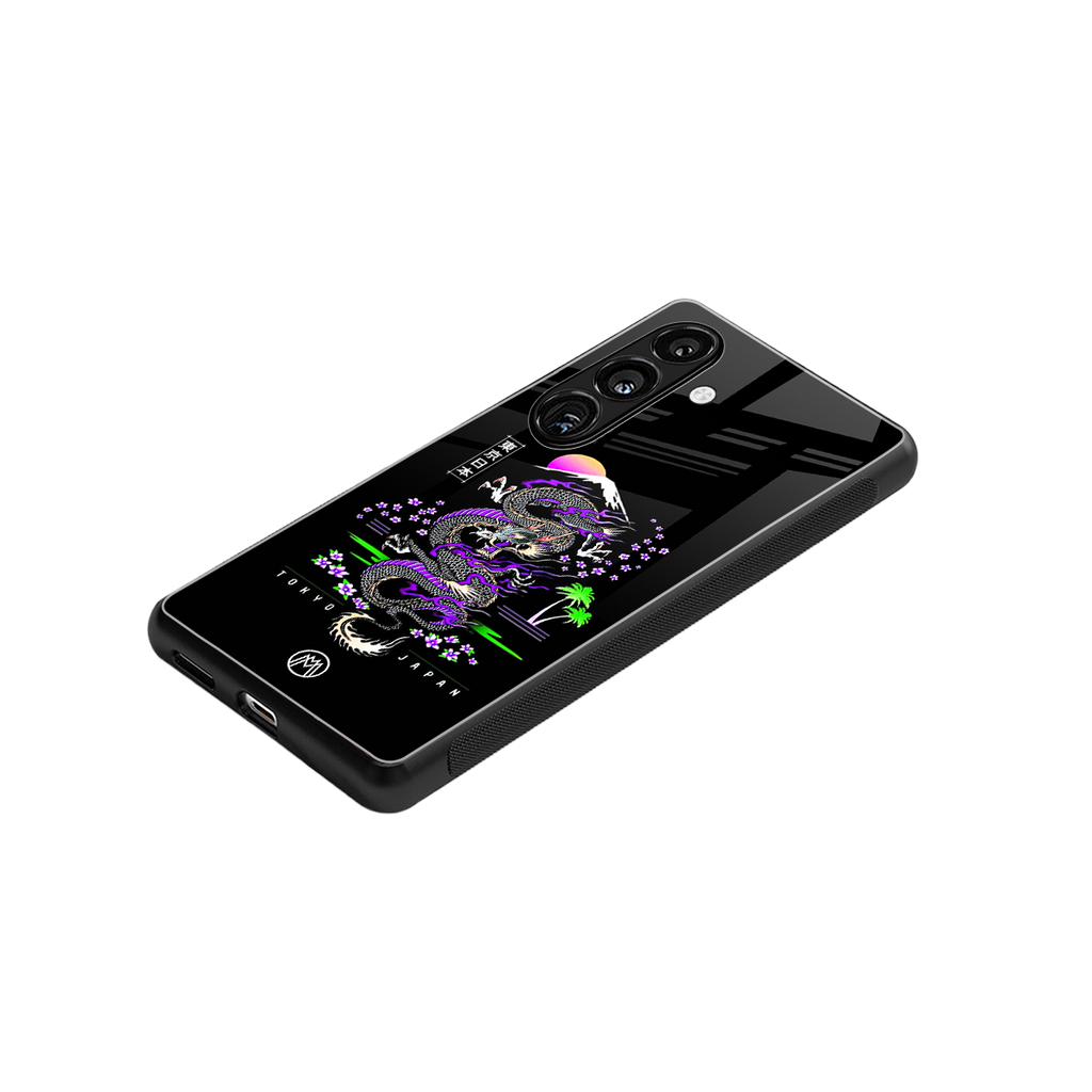 tokyo japan purple dragon black back phone cover | glass case for samsung galaxy s24 fe