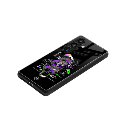 tokyo japan purple dragon black back phone cover | glass case for samsung galaxy s23