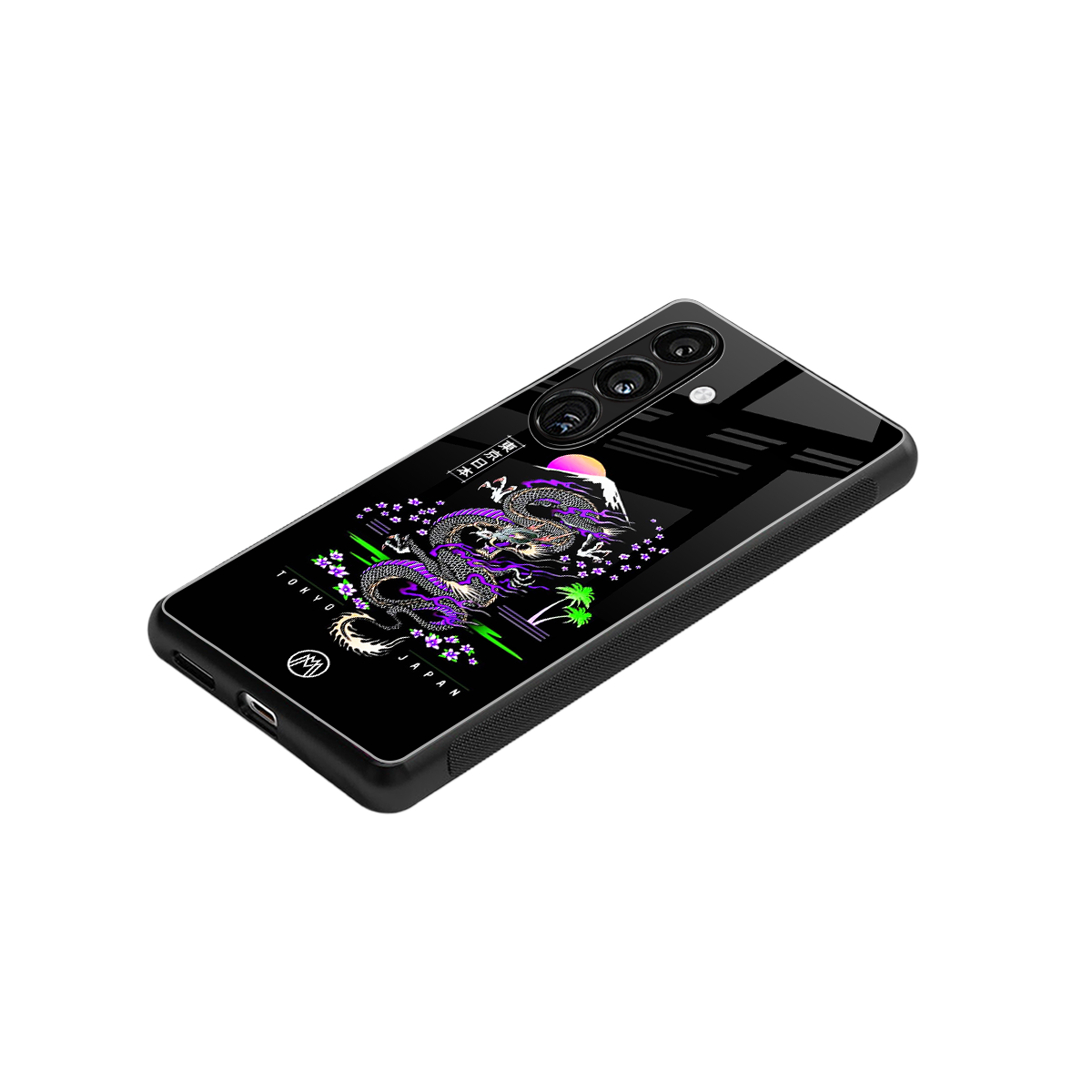 tokyo japan purple dragon black back phone cover | glass case for samsung galaxy s24 plus