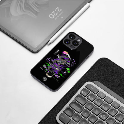 tokyo japan purple dragon black back phone cover | glass case for iphone 16 pro max