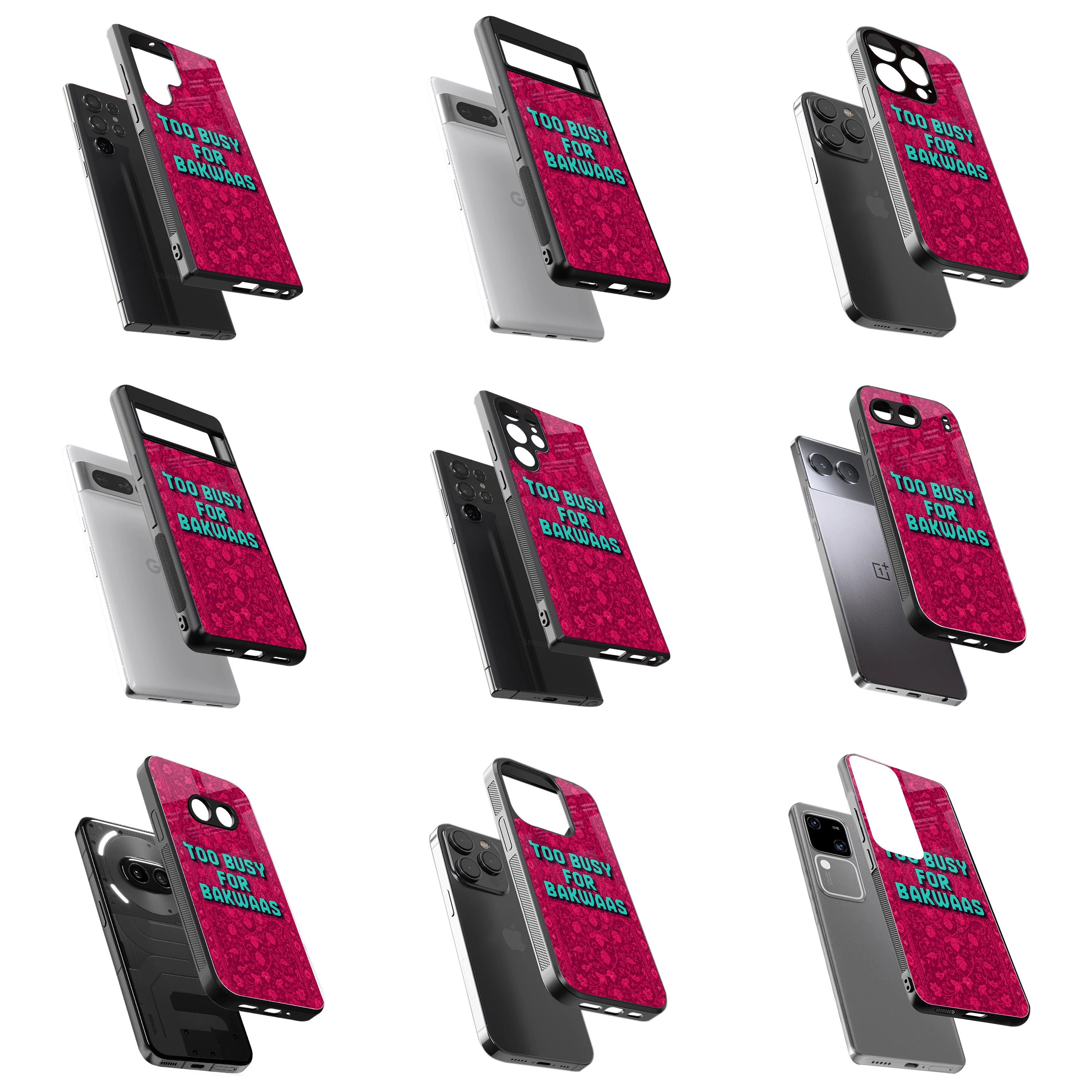 Durable Glass Back Mobile Case for iPhone, Samsung, OnePlus, Google Pixel, Redmi, Vivo, Oppo