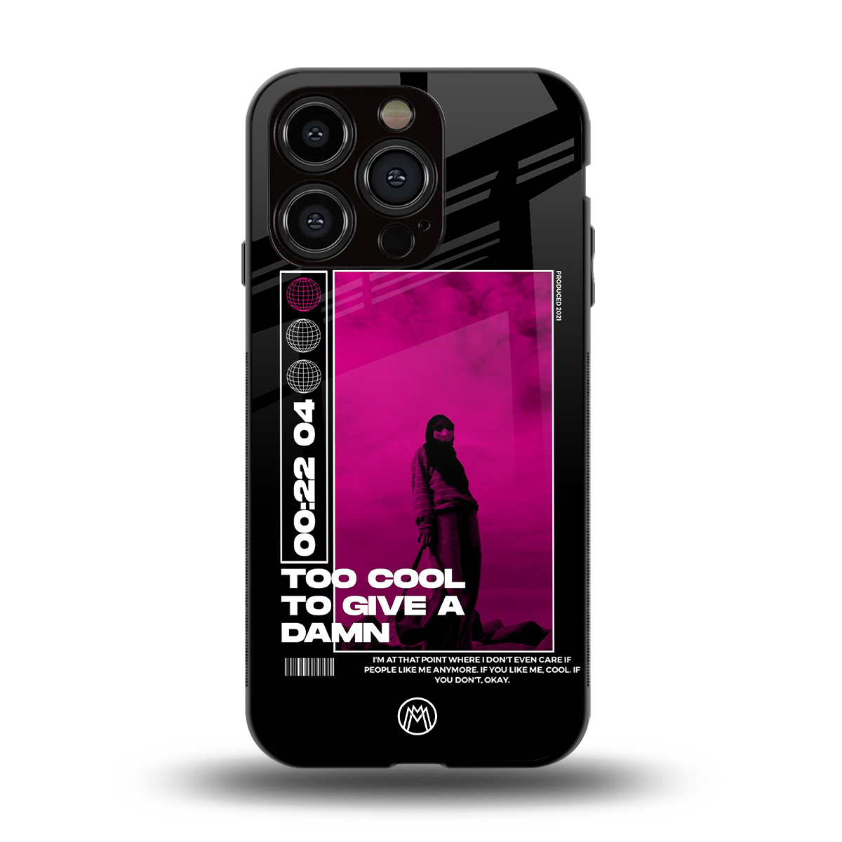 too cool to give a damn back phone cover | glass case for iphone 13 pro