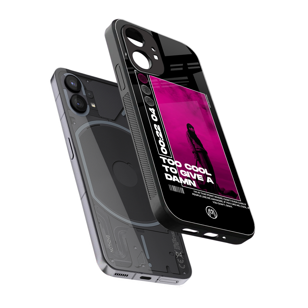 too cool to give a damn back phone cover | glass case for nothing phone 1