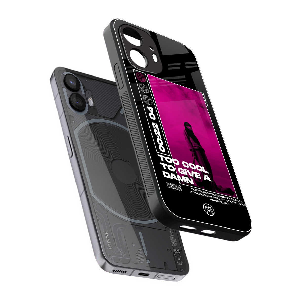 too cool to give a damn back phone cover | glass case for nothing phone 2