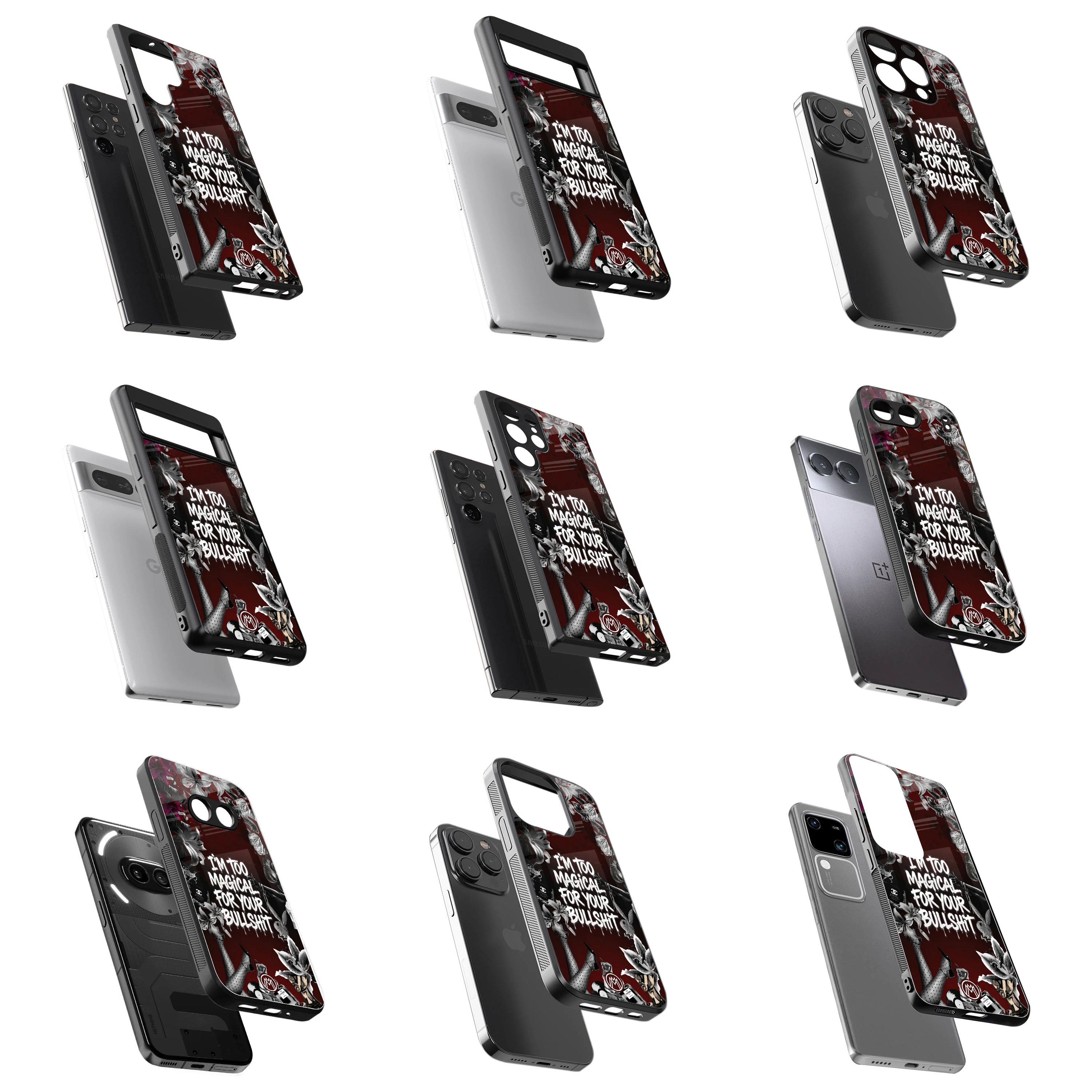 Durable Glass Back Mobile Case for iPhone, Samsung, OnePlus, Google Pixel, Redmi, Vivo, Oppo