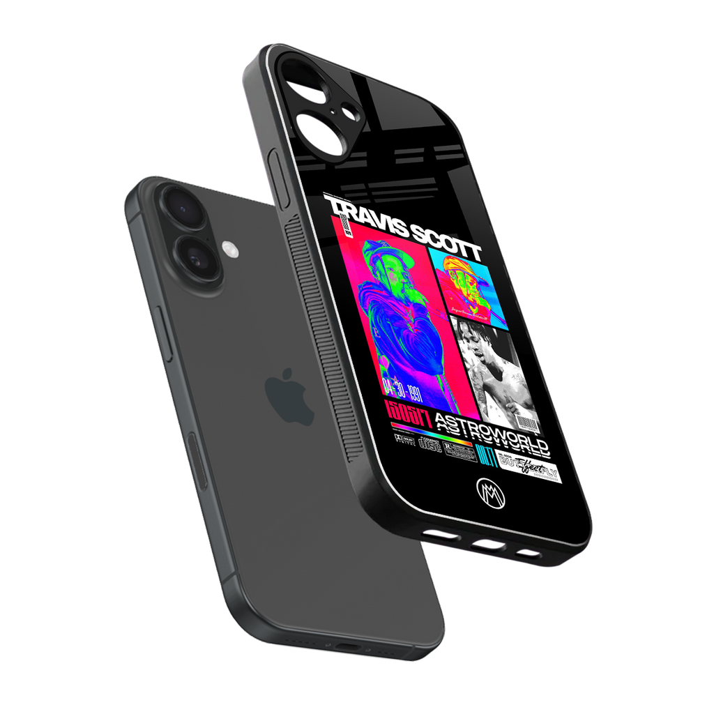 travis scott astroworld back phone cover | glass case for iphone 16 plus