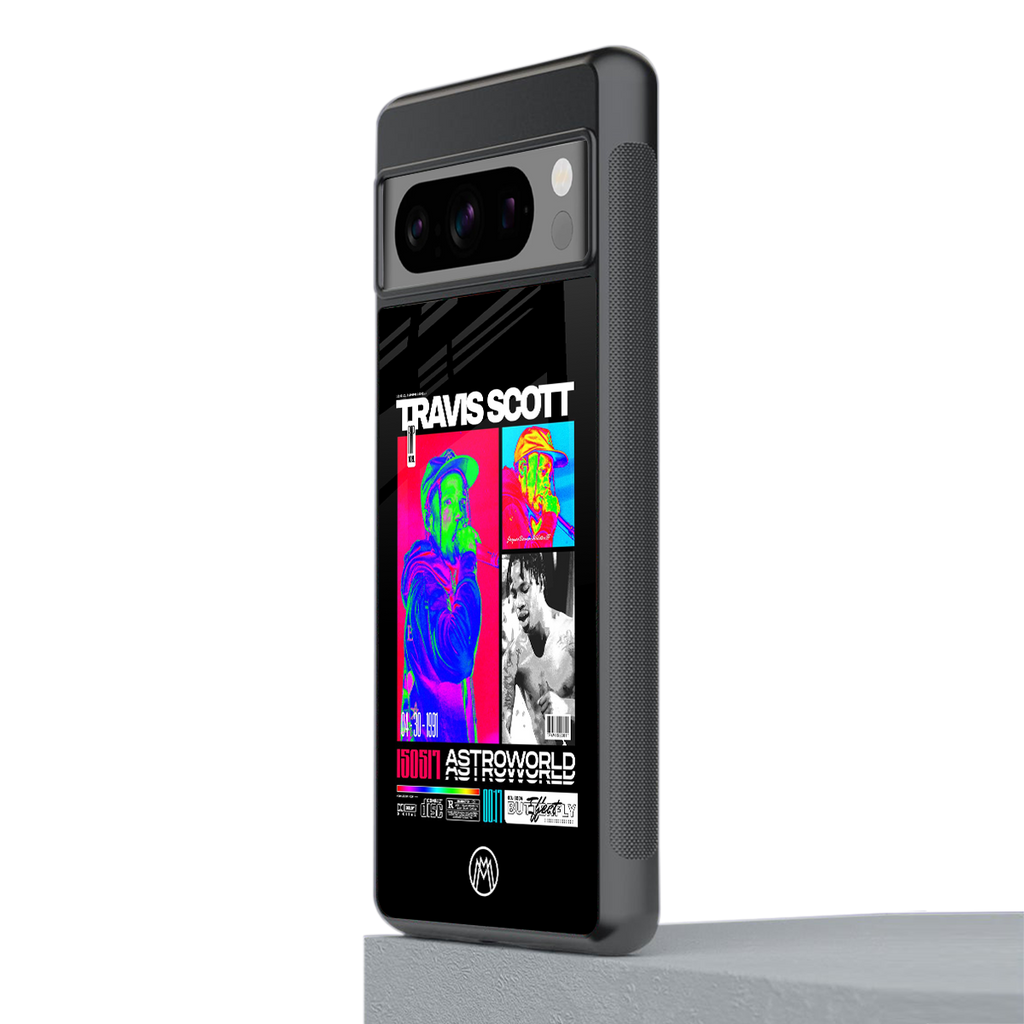 travis scott astroworld back phone cover | glass case for google pixel 8 pro