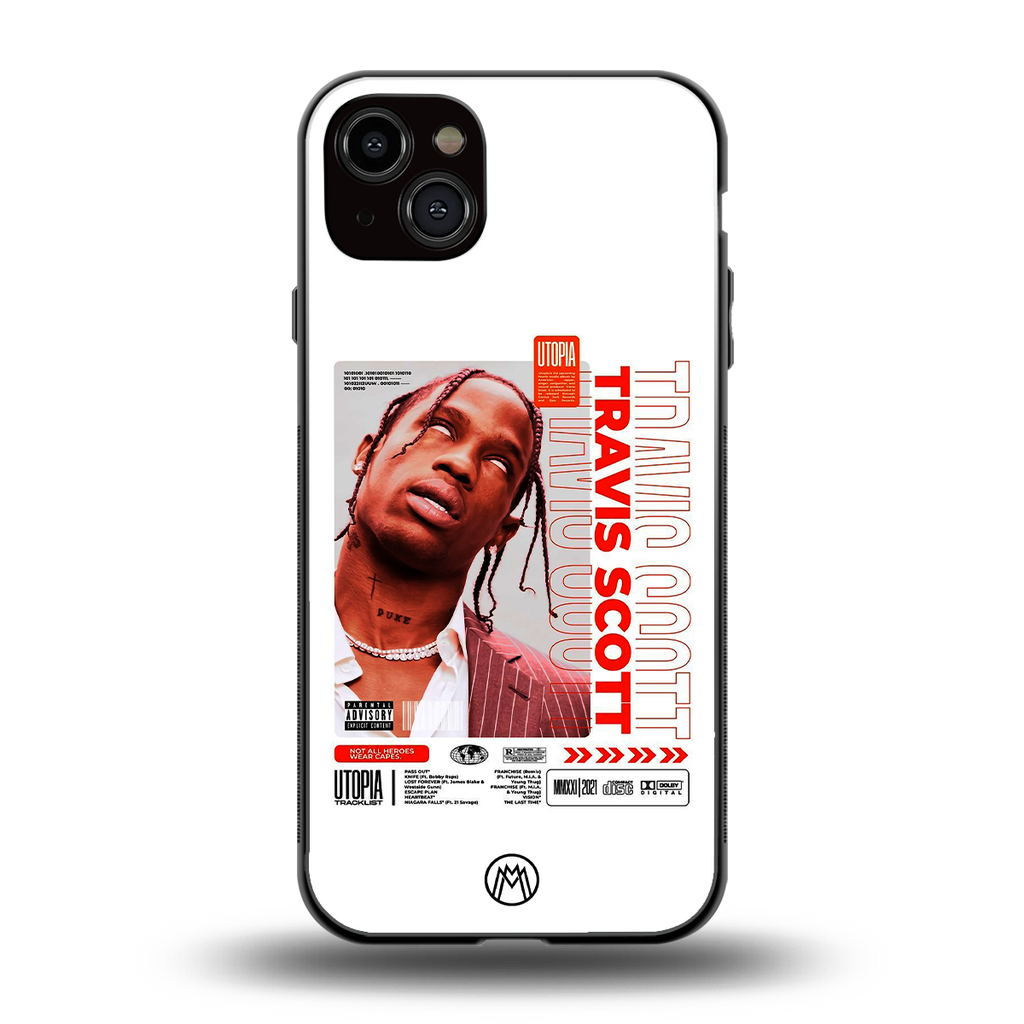 travis scott utopia back phone cover | glass case for iphone 15 plus