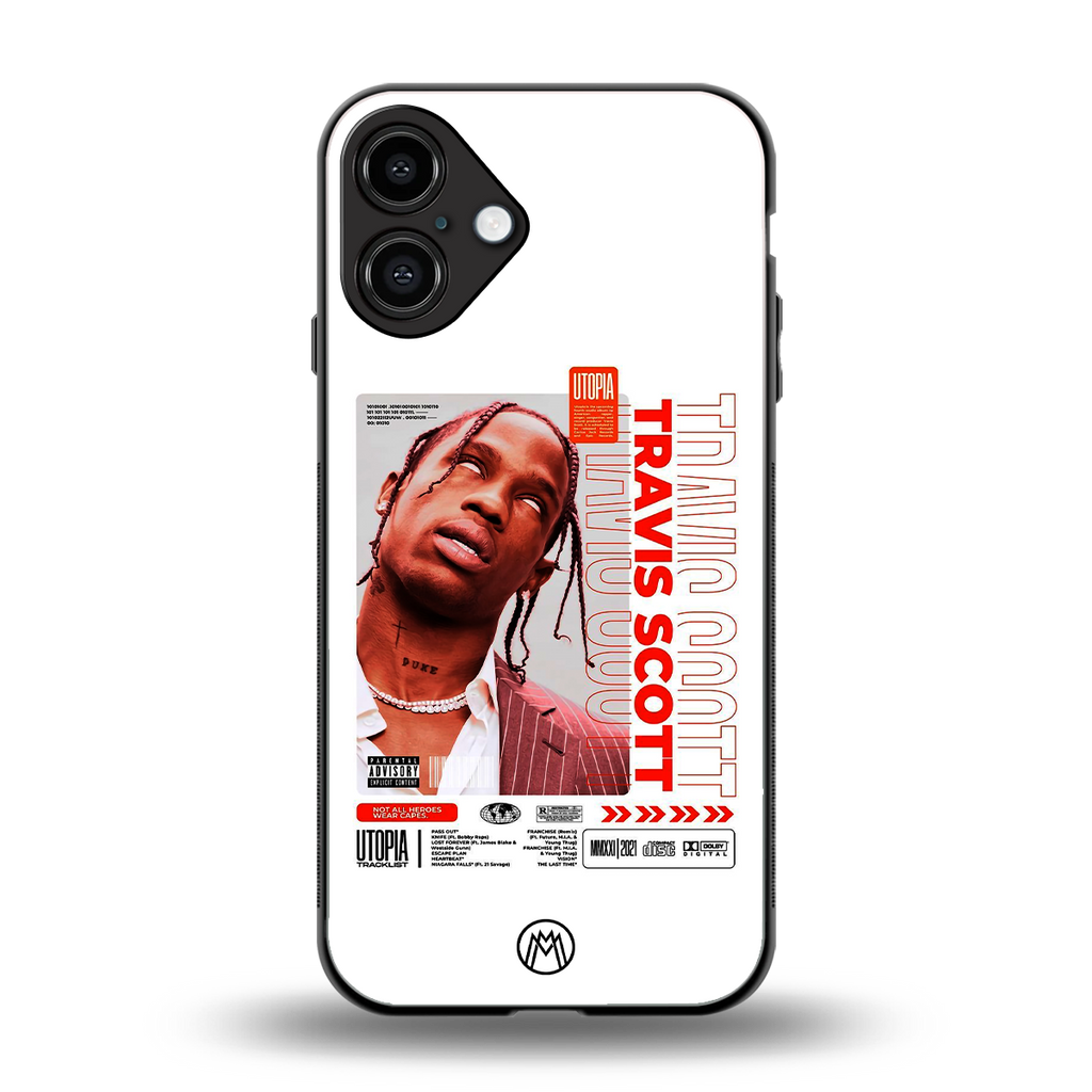 travis scott utopia back phone cover | glass case for iphone 16 plus