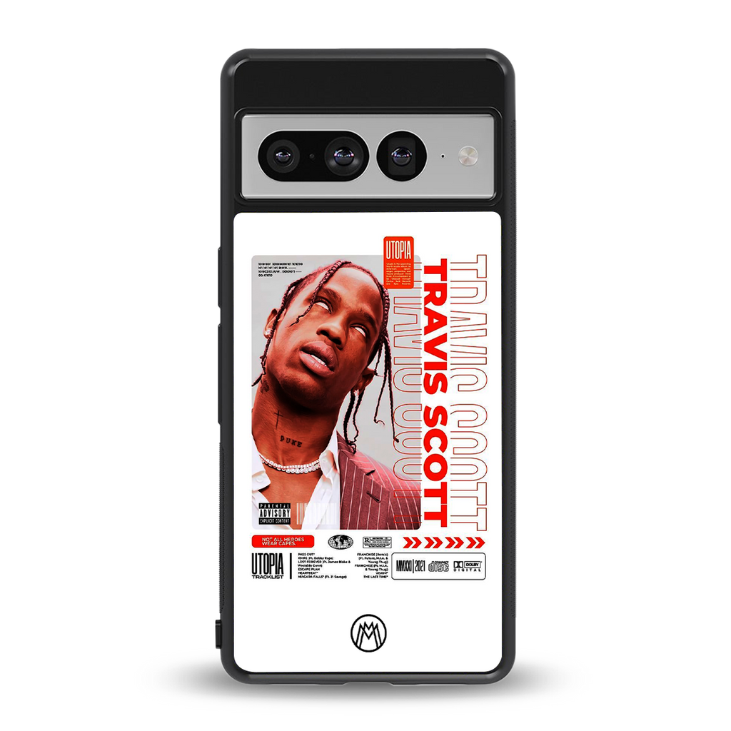 travis scott utopia back phone cover | glass case for google pixel 7 pro