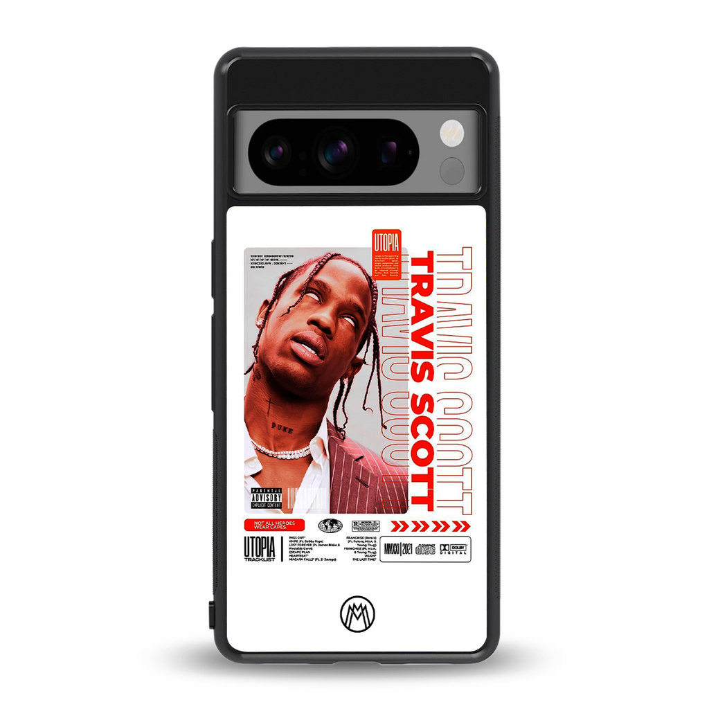 travis scott utopia back phone cover | glass case for google pixel 8 pro