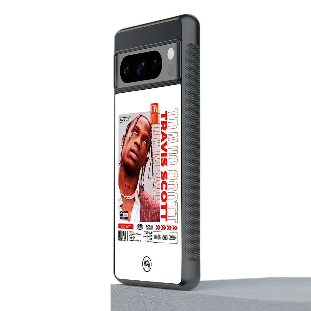 travis scott utopia back phone cover | glass case for google pixel 8 pro
