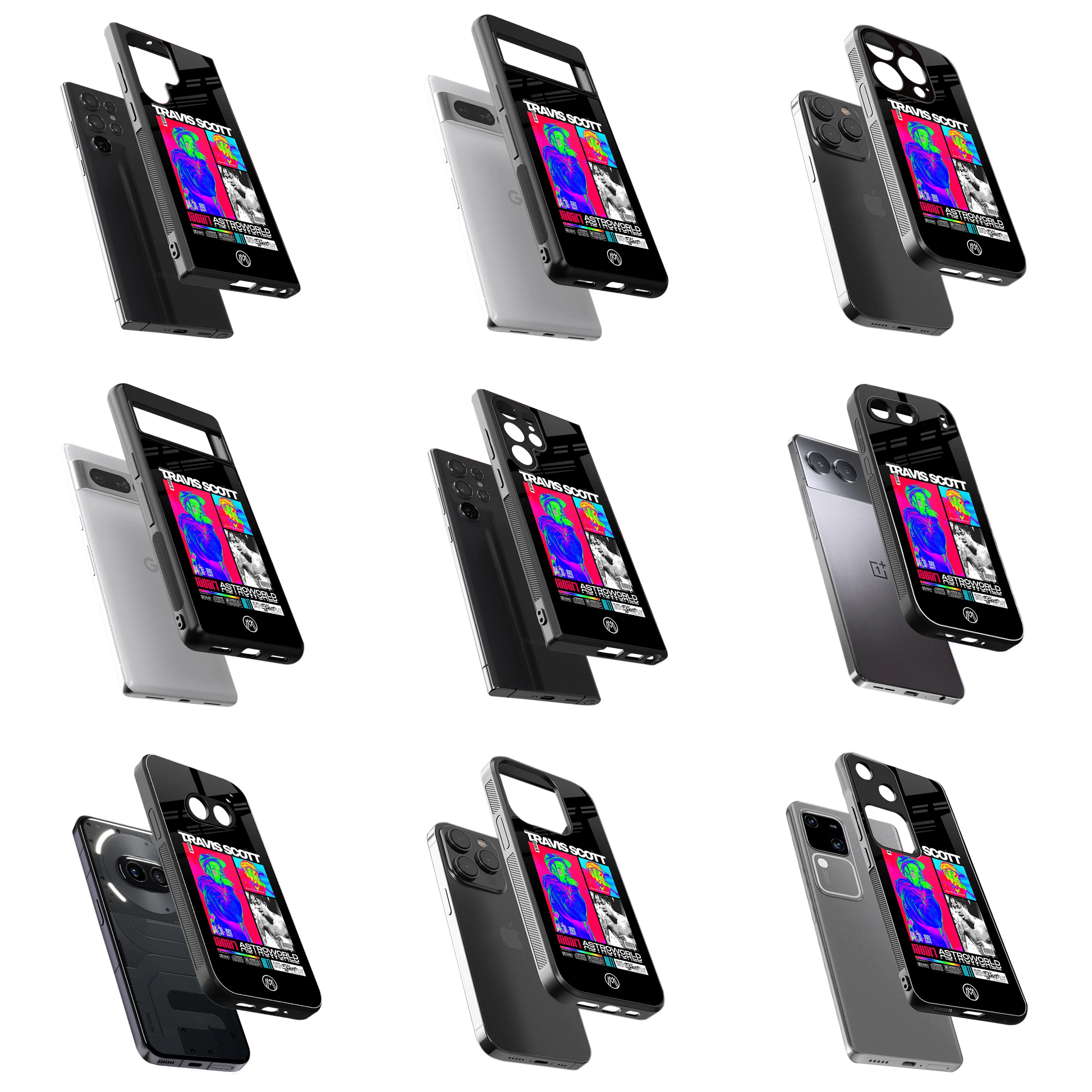 Durable Glass Back Mobile Case for iPhone, Samsung, OnePlus, Google Pixel, Redmi, Vivo, Oppo