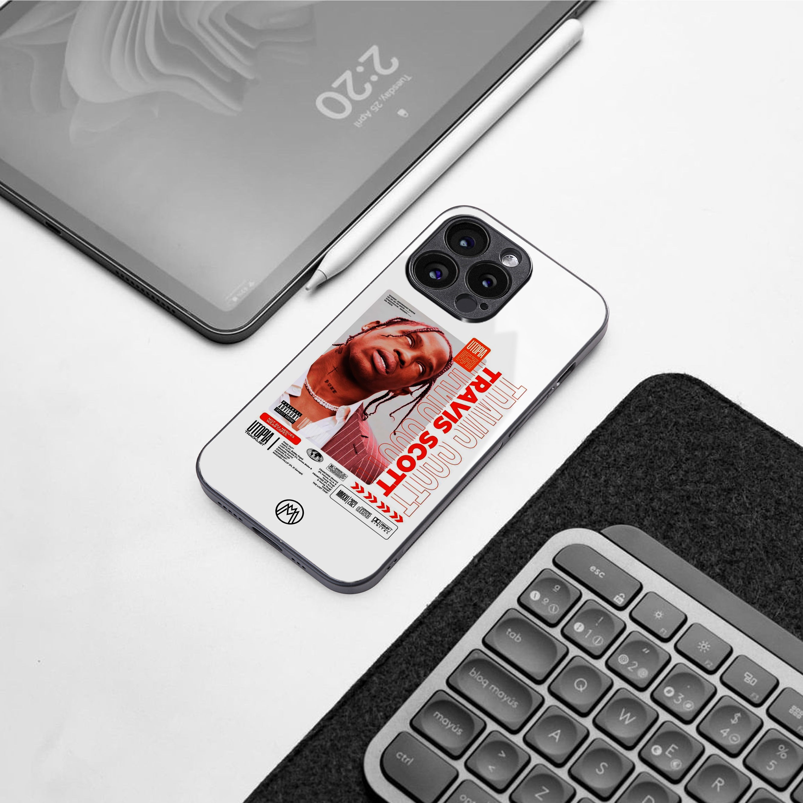 travis scott utopia back phone cover | glass case for iphone 15 plus