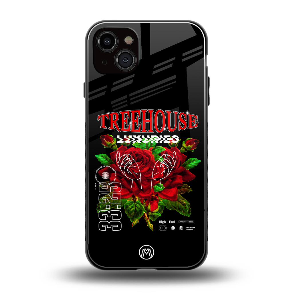 treehouse back phone cover | glass case for iphone 14 plus