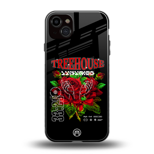 treehouse back phone cover | glass case for iphone 14 plus