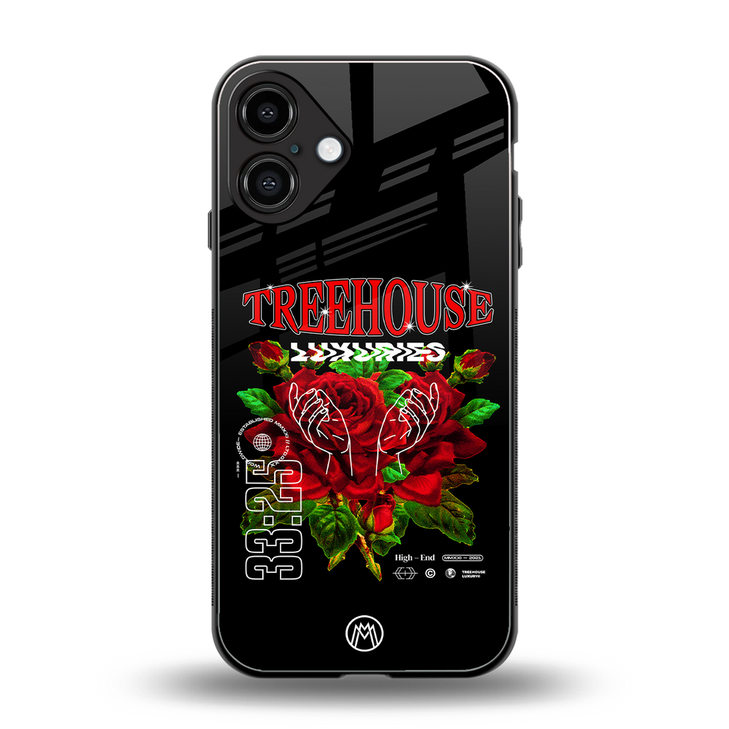treehouse back phone cover | glass case for iphone 16 plus