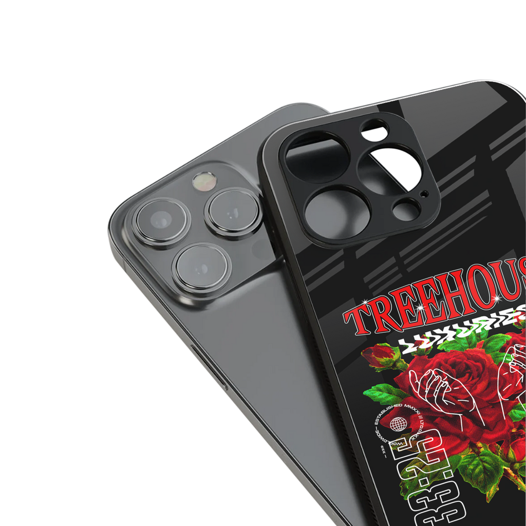 treehouse back phone cover | glass case for iphone 14 pro max