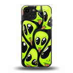 trippy aliens back phone cover | glass case for iphone 13 mini
