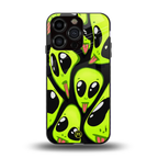 trippy aliens back phone cover | glass case for iphone 13 pro