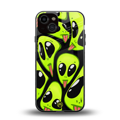 trippy aliens back phone cover | glass case for iphone 13
