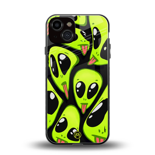trippy aliens back phone cover | glass case for iphone 13