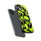 trippy aliens back phone cover | glass case for iphone 14 plus