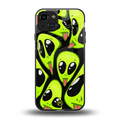 trippy aliens back phone cover | glass case for iphone 15