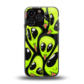 trippy aliens back phone cover | glass case for iphone 16 pro