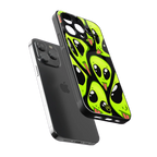 trippy aliens back phone cover | glass case for iphone 16 pro