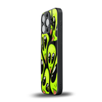 trippy aliens back phone cover | glass case for iphone 16 pro