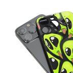 trippy aliens back phone cover | glass case for iphone 16 pro