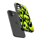 trippy aliens back phone cover | glass case for iphone 16