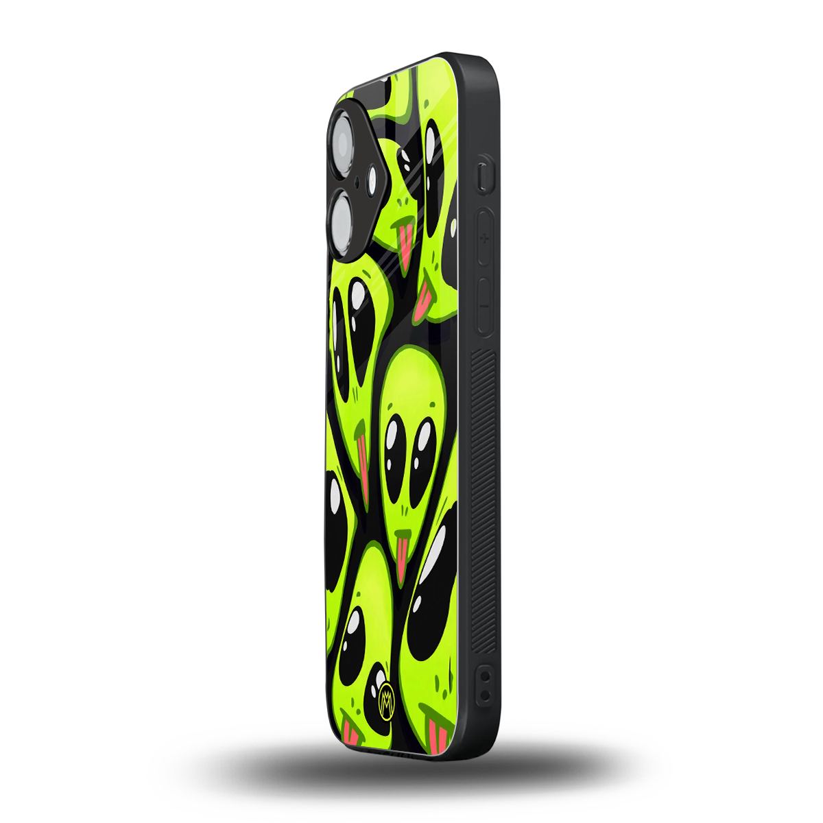 trippy aliens back phone cover | glass case for iphone 16