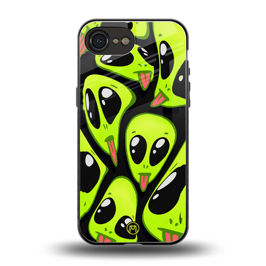 trippy aliens back phone cover | glass case for iphone 16e