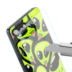 trippy aliens back phone cover | glass case for iphone 16e