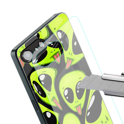 trippy aliens back phone cover | glass case for iphone 16e